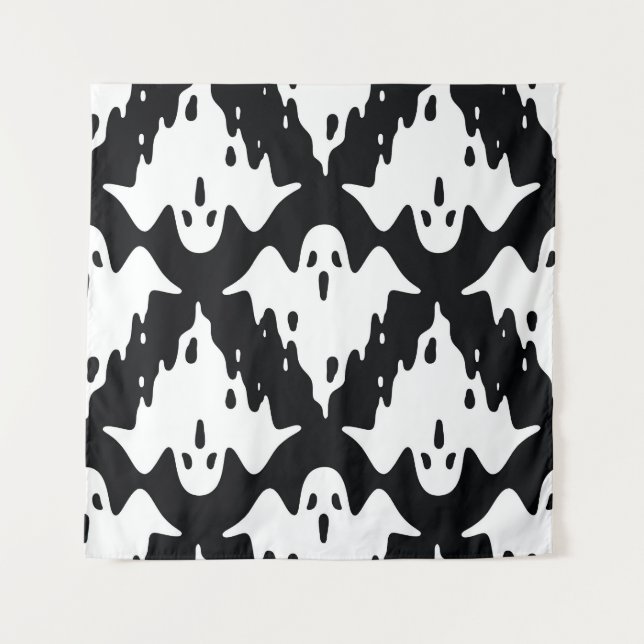 Halloween Ghost Spooky Seamless Pattern Tapestry (Front)