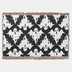 Halloween Ghost Spooky Seamless Pattern Throw Blanket