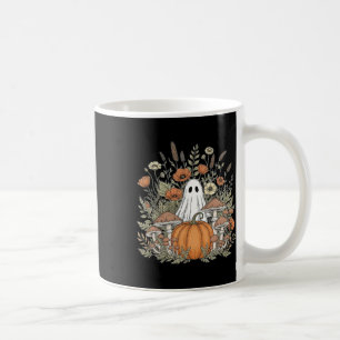 Halloween Ghost Spooky Season Retro Boho Floral Pu Coffee Mug