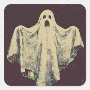 Halloween Ghost Spooky Spirit Square Sticker