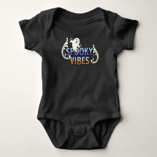 Halloween Ghost Spooky Vibes Typography Lettering Baby Bodysuit