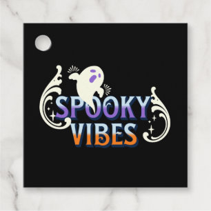 Halloween Ghost Spooky Vibes Typography Lettering Favour Tags