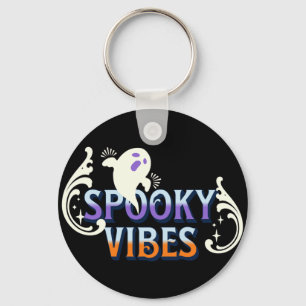 Halloween Ghost Spooky Vibes Typography Lettering Key Ring
