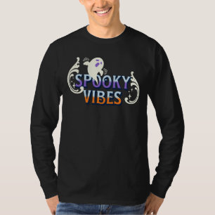Halloween Ghost Spooky Vibes Typography Lettering T-Shirt