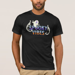 Halloween Ghost Spooky Vibes Typography Lettering T-Shirt