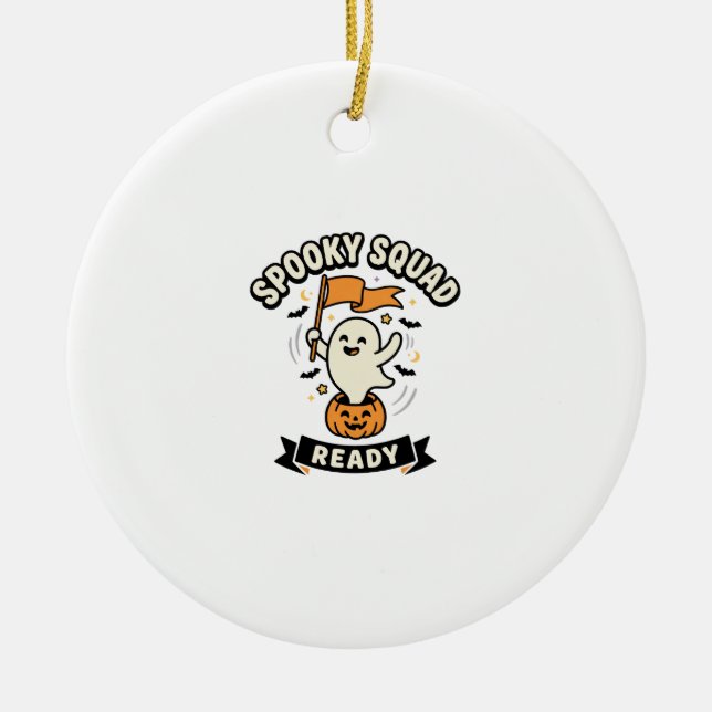 Halloween Ghost Squad Ceramic Ornament (Front)