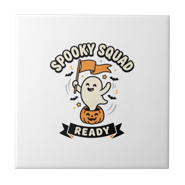 Halloween Ghost Squad Ceramic Tile (Front)
