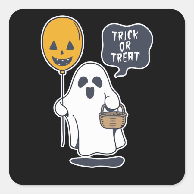 Halloween Ghost Square Sticker (Front)