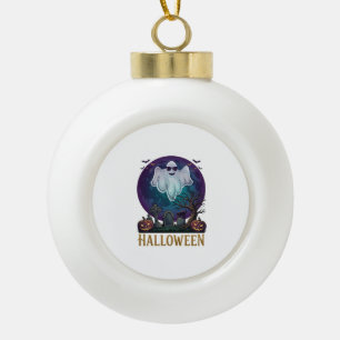 Halloween Ghost Sunglasses Purple Moon Graveyard_1 Ceramic Ball Christmas Ornament