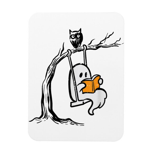 Halloween Ghost Swing Reading  Magnet (Vertical)