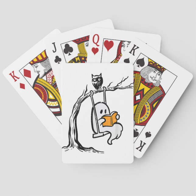 Halloween Ghost Swing Reading  Playing Cards (Back)