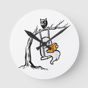 Halloween Ghost Swing Reading Round Clock