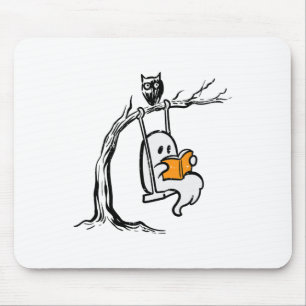 Halloween Ghost Swing Reading Vintage Costume Wome Mouse Pad