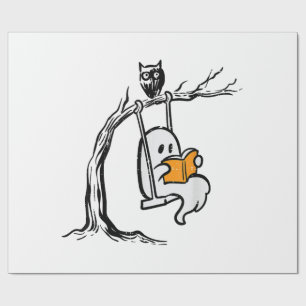 Halloween Ghost Swing Reading Wrapping Paper