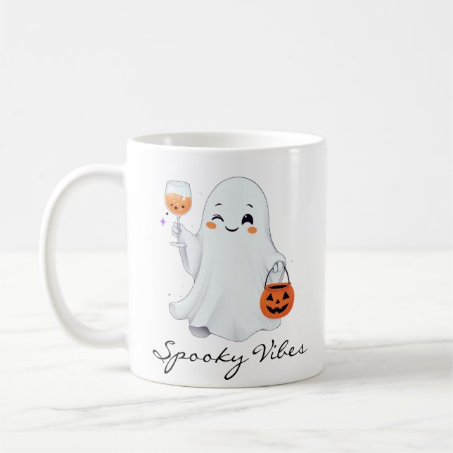 Halloween Ghost Tail Design Coffee Mug (Left)