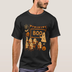 Halloween Ghost Teacher Teaching Boo to Student in T-Shirt