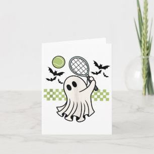 Halloween Ghost Tennis Player Retro Spooky Season  Card