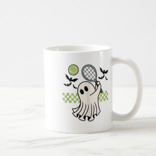 Halloween Ghost Tennis Player Retro Spooky Season Coffee Mug