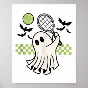 Halloween Ghost Tennis Player Retro Spooky Season  Poster