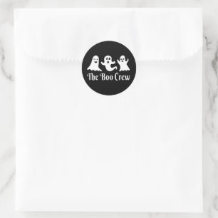 Halloween Ghost, The Boo Crew Trio Ghost Black Classic Round Sticker