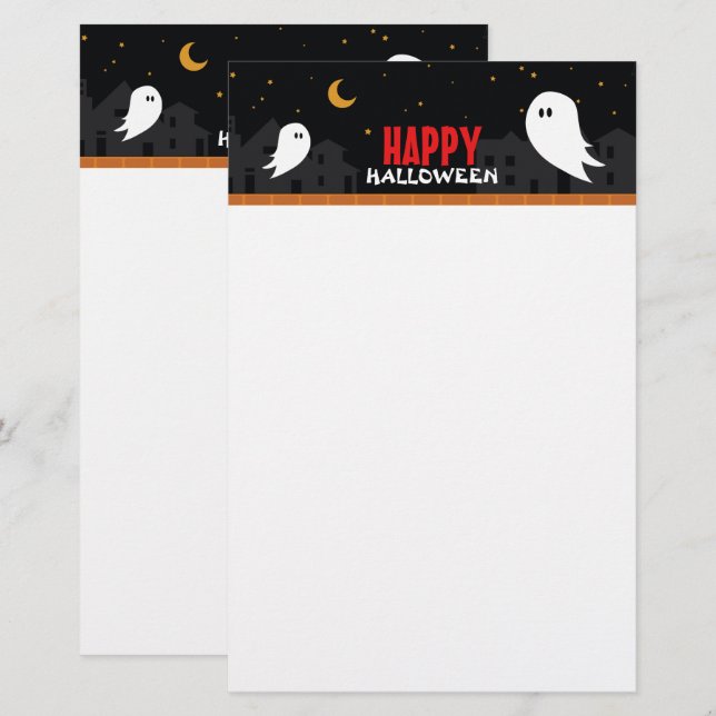 Halloween ghost town stationery (Front/Back)