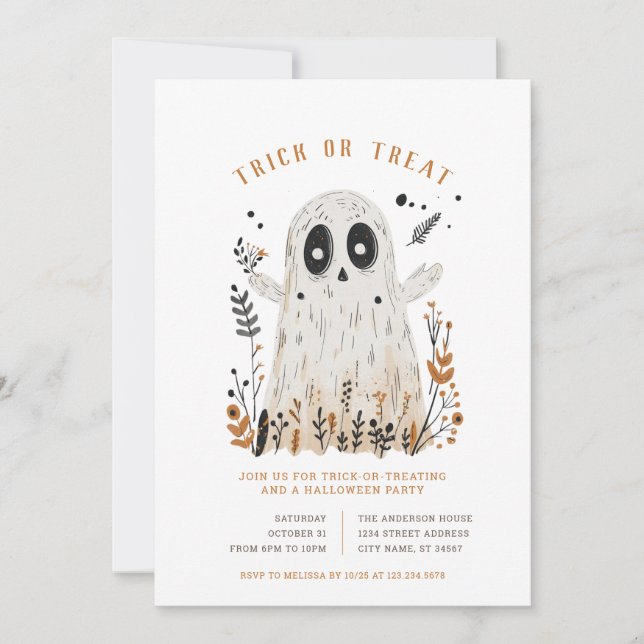 Halloween Ghost Trick or Treat Invitations (Front)