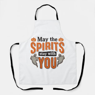 Halloween Ghost Typography Vintage Engraving Desig Apron