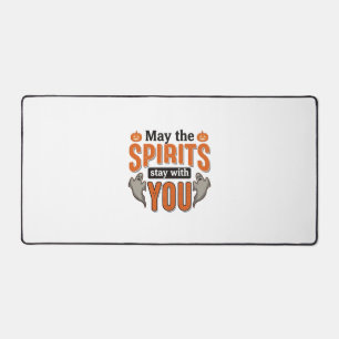 Halloween Ghost Typography Vintage Engraving Desig Desk Mat