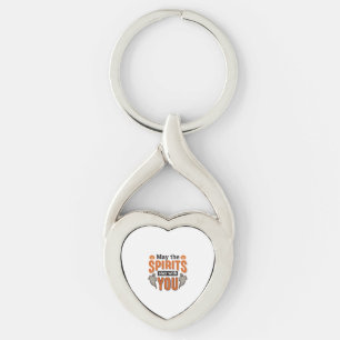 Halloween Ghost Typography Vintage Engraving Desig Key Ring