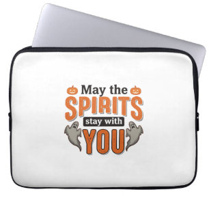 Halloween Ghost Typography Vintage Engraving Desig Laptop Sleeve