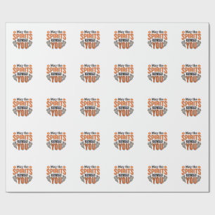 Halloween Ghost Typography Vintage Engraving Desig Wrapping Paper