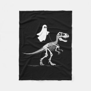 Halloween Ghost Walking Dinosaur Skeleton T Rex Fu Fleece Blanket