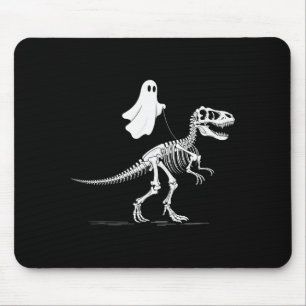 Halloween Ghost Walking Dinosaur Skeleton T Rex Fu Mouse Pad