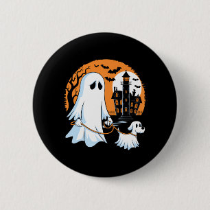 Halloween Ghost Walking Dog Premium 6 Cm Round Badge