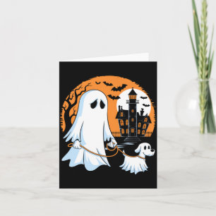 Halloween Ghost Walking Dog Premium Card
