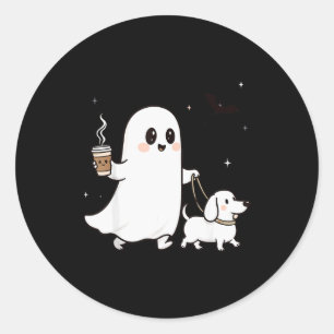 Halloween Ghost Walking Dog Soky Season Halloween  Classic Round Sticker