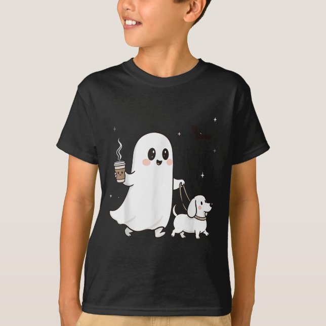 Halloween Ghost Walking Dog Soky Season Halloween  T-Shirt (Front)