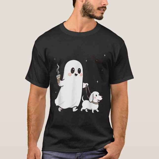 Halloween Ghost Walking Dog Soky Season Halloween  T-Shirt (Front)