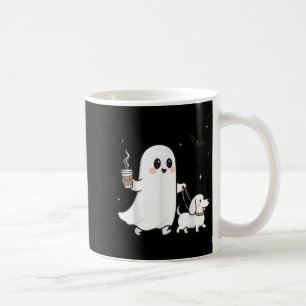 Halloween Ghost Walking Dog Spooky Season Hallowee Coffee Mug
