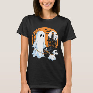 Halloween Ghost Walking Dog T-Shirt