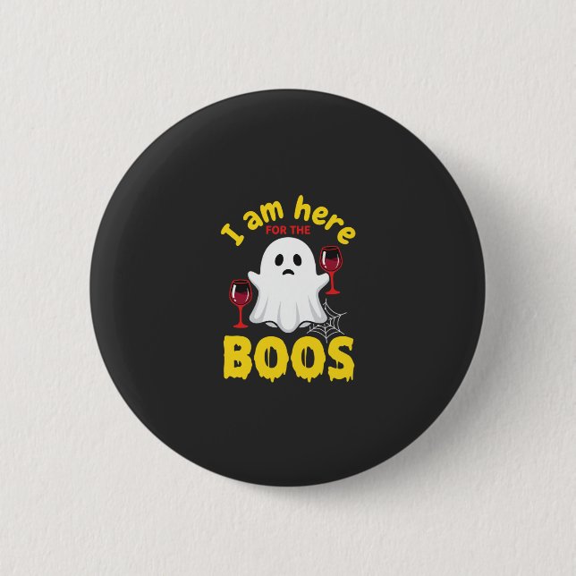 Halloween Ghost Wine Boos Design 6 Cm Round Badge (Front)