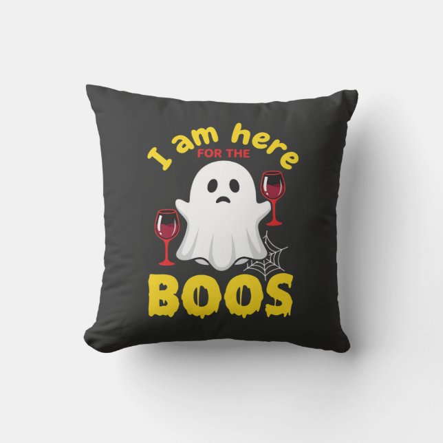 Halloween Ghost Wine Boos Design Cushion (Front)