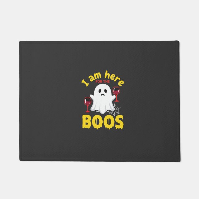 Halloween Ghost Wine Boos Design Doormat (Front)