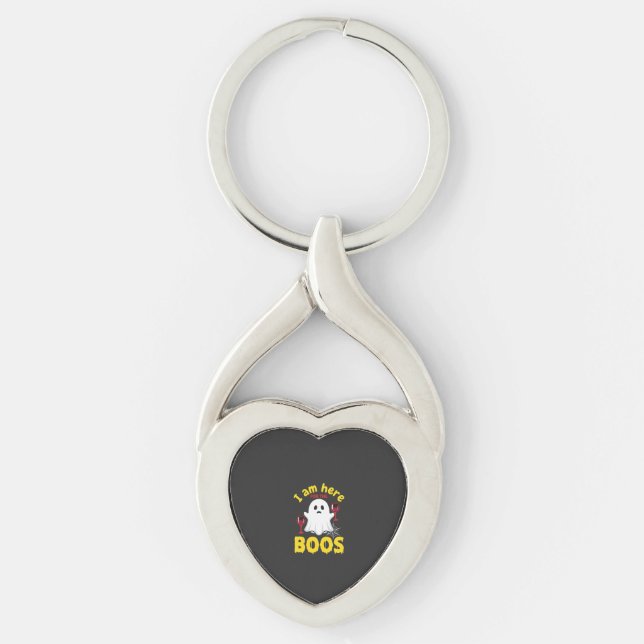 Halloween Ghost Wine Boos Design Key Ring (Front)