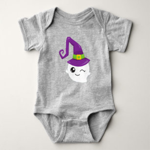 Halloween, Ghost, Witch Hat, Trick Or Treat, Boo Baby Bodysuit