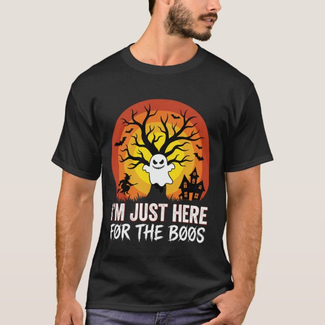 Halloween Ghost Witch Retro Sunset Graphic T-Shirt (Front)