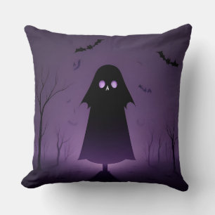 Halloween Ghost with Bats Cushion