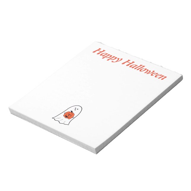 Halloween Ghost with Jack-o-Lantern Notepad (Rotated)