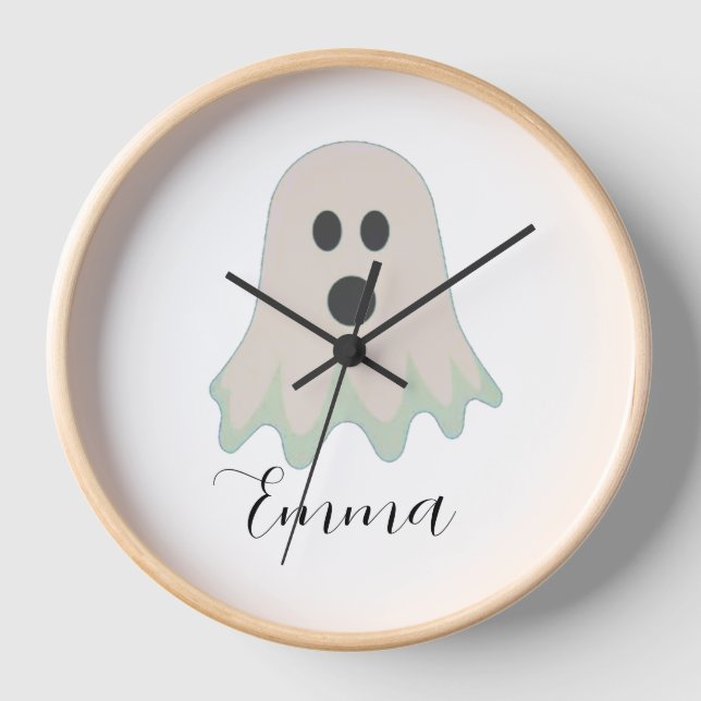 Halloween Ghost With Name  Clock (Front)
