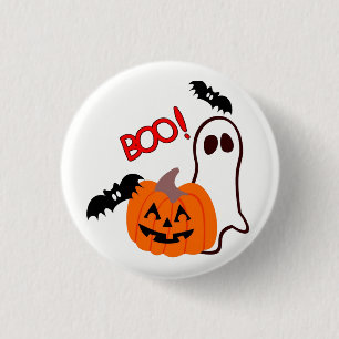 Halloween Ghost with pumpkin 3 Cm Round Badge